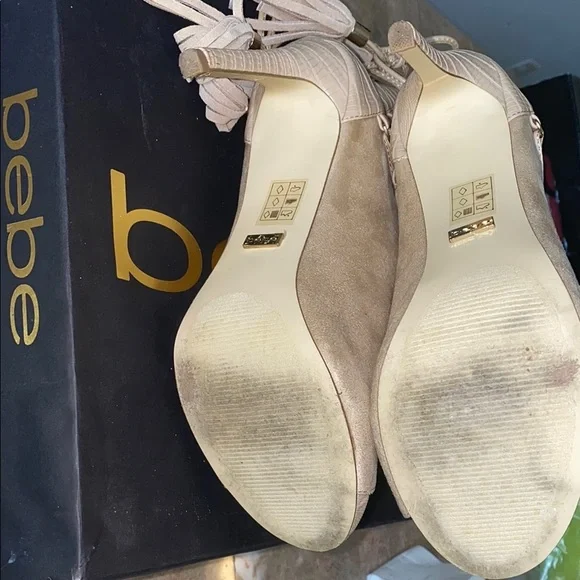 Bebe Cream Heeled Boots for Chic Elegance - Picture 6 of 12